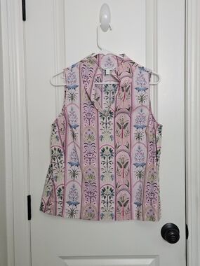 crown & ivy Pink Floral Panel Sleeveless V-Neck Camisole NWOT